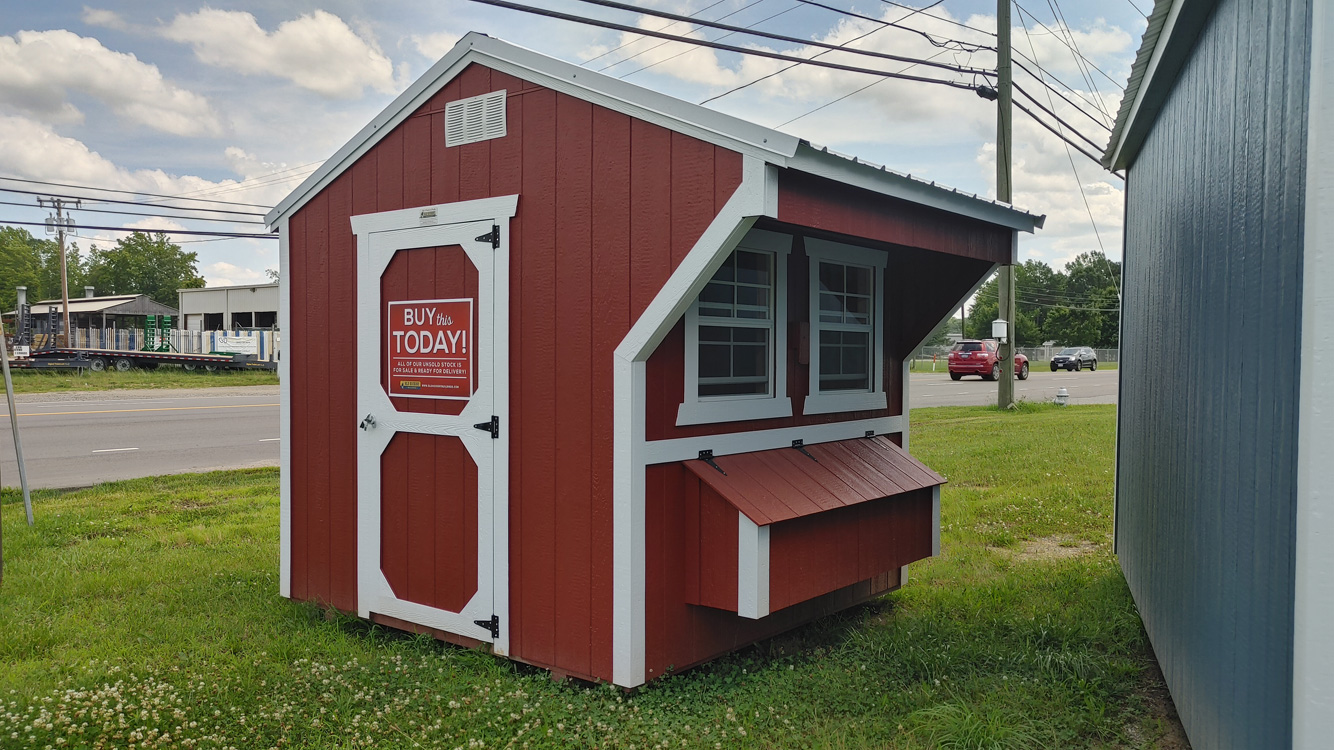 8' x 8' Rustic Red Chicken Coop