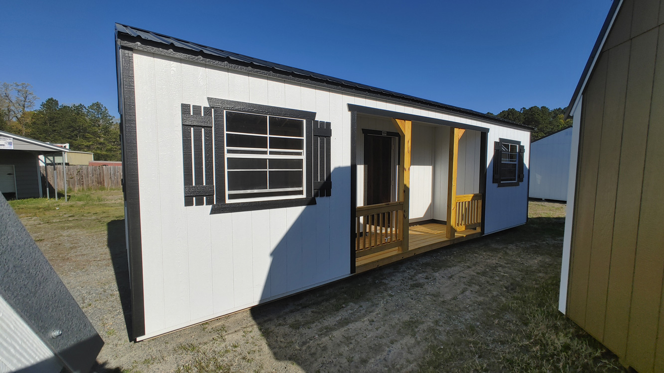 12' x 28' Barn White A-Frame Center Porch Side Utility Shed