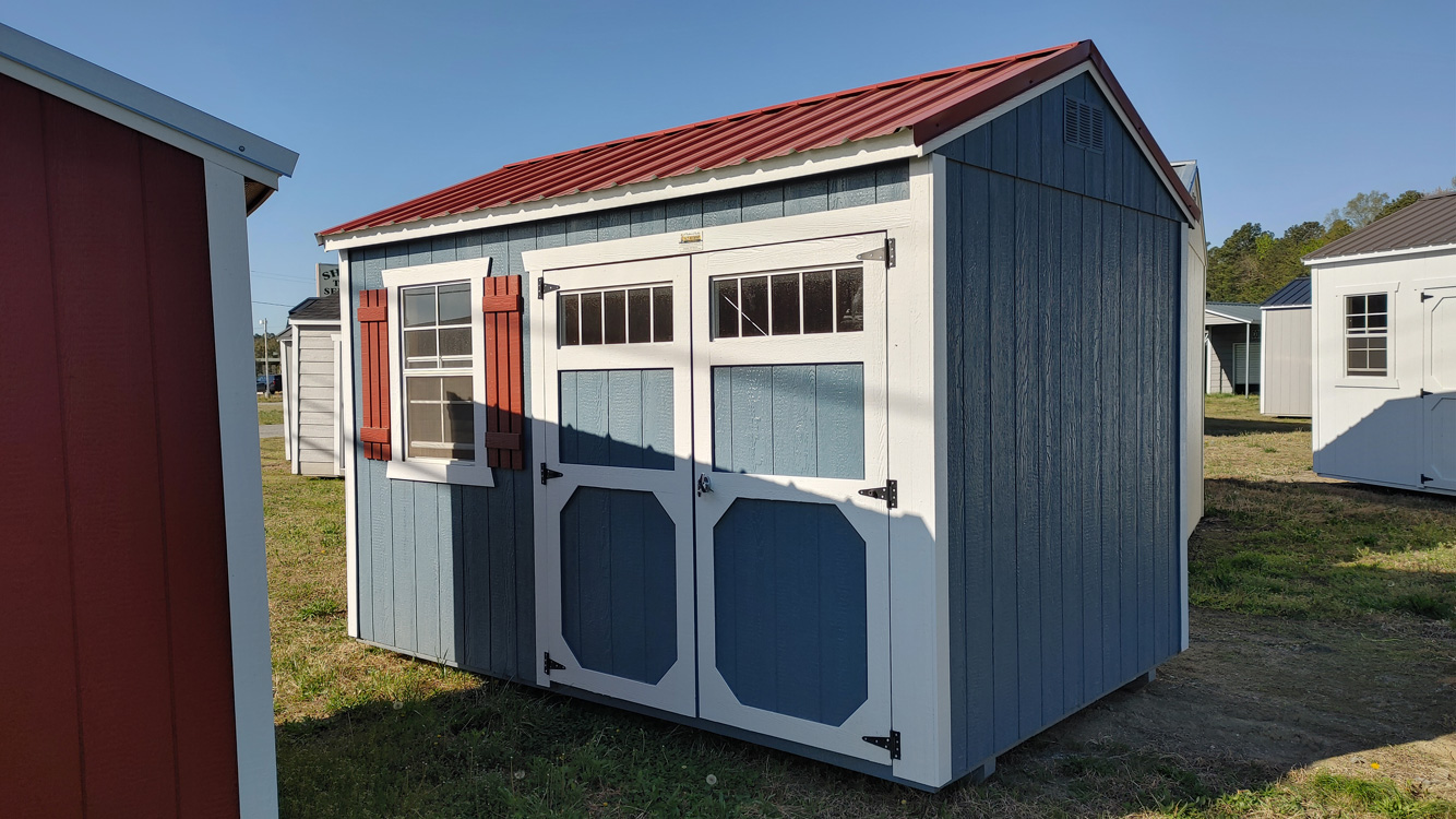 10' x 12' Smoky Blue A-Frame Side Utility Storage Shed