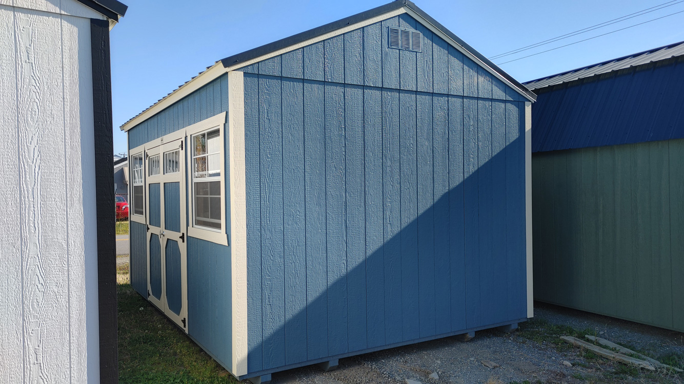 12' x 16' Smoky Blue A-Frame Side Utility Storage Shed