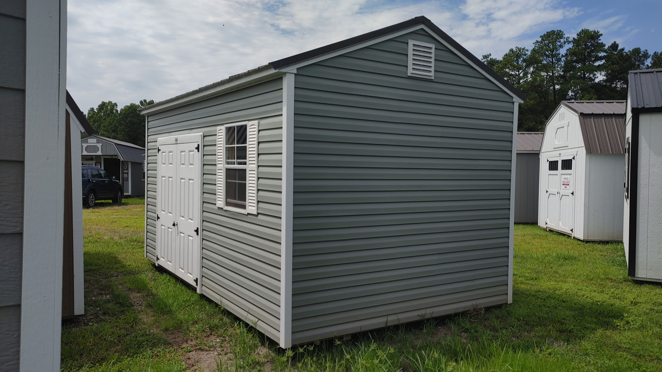 10' x 16' Coastal Sage Vinyl A-Frame Side Utility Storage Shed