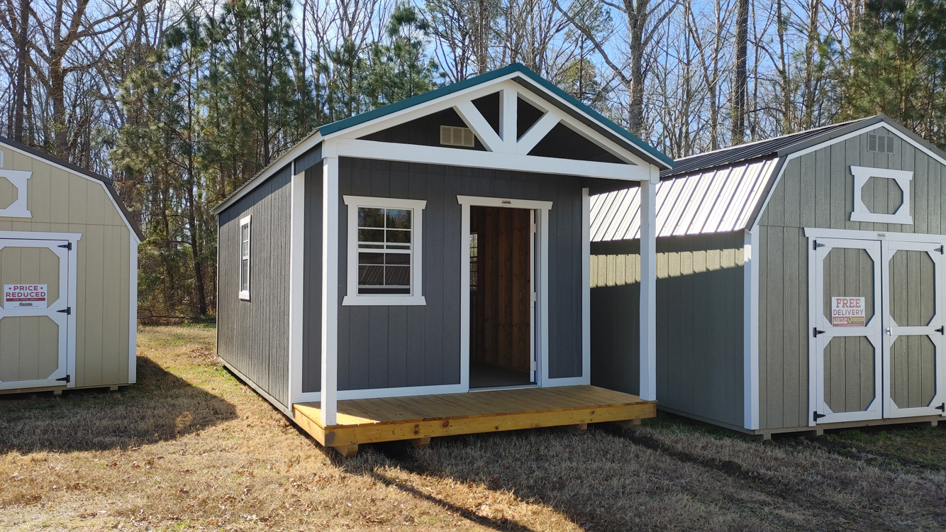12' x 24' Peppercorn A-Frame Utility Storage Shed with Playhouse Porch Package
