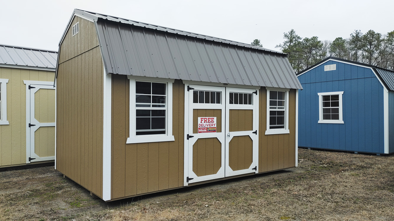 10' x 16' Thatch Brown Side Lofted Barn Storage Shed
