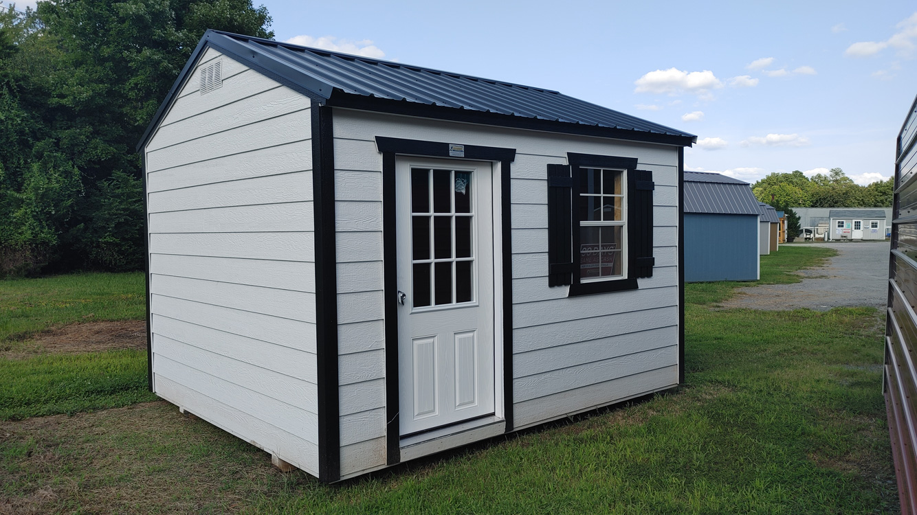 10' x 12' Barn White A-Frame Utility Storage Shed with Horizontal Lap Siding