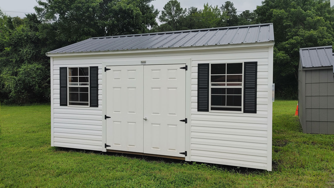 10' x 16' Glacier White Vinyl A-Frame Side Utility Storage Shed