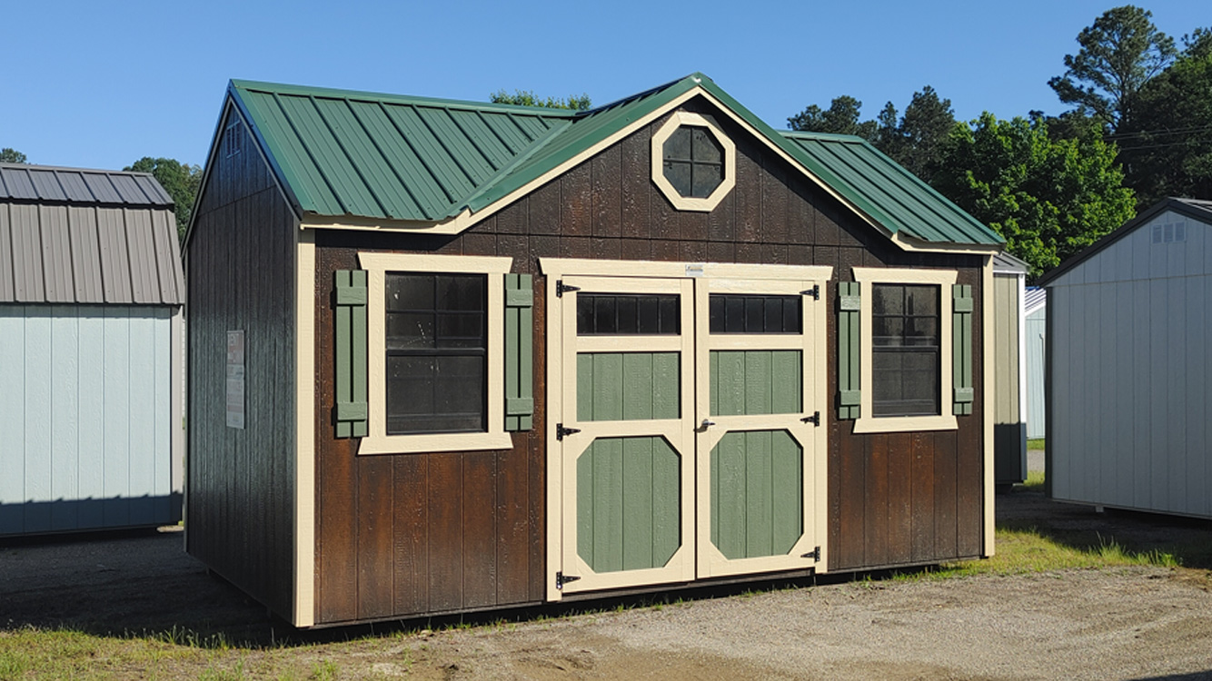 10' x 16' Chestnut A-Frame Side Utility Storage Shed with Gable Dormer