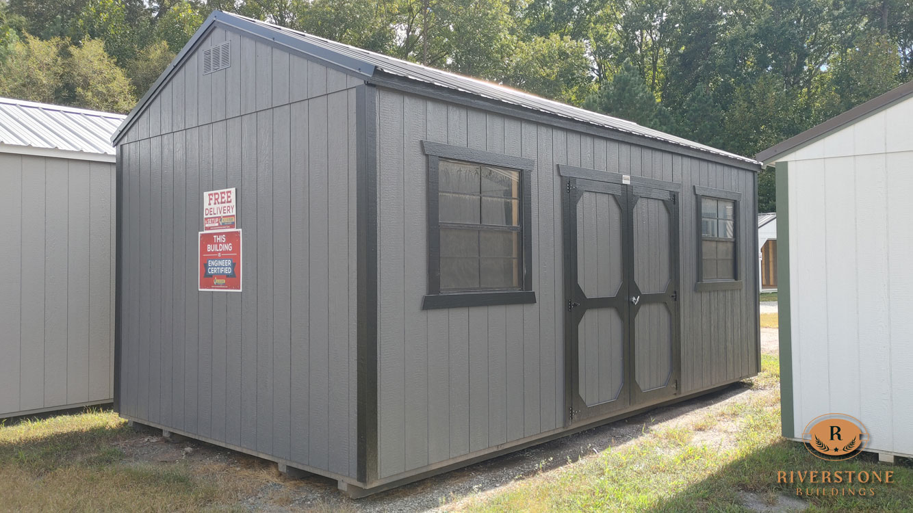 12' x 20' Peppercorn Gray A-Frame Side Utility Storage Shed