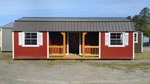 12' x 28' Rustic Red Lofted Barn Center Porch Side Utility Shed